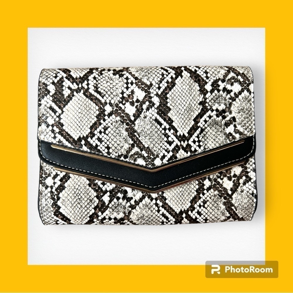 Madison West Snakeskin Python Faux Leather Crossbody Clutch